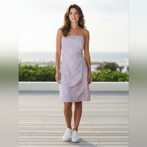 Vineyard Vines Dresses & Skirts - NWT Vineyard Vines Smocked Strapless Pink and Blue Seahorse Seaside Dress 12